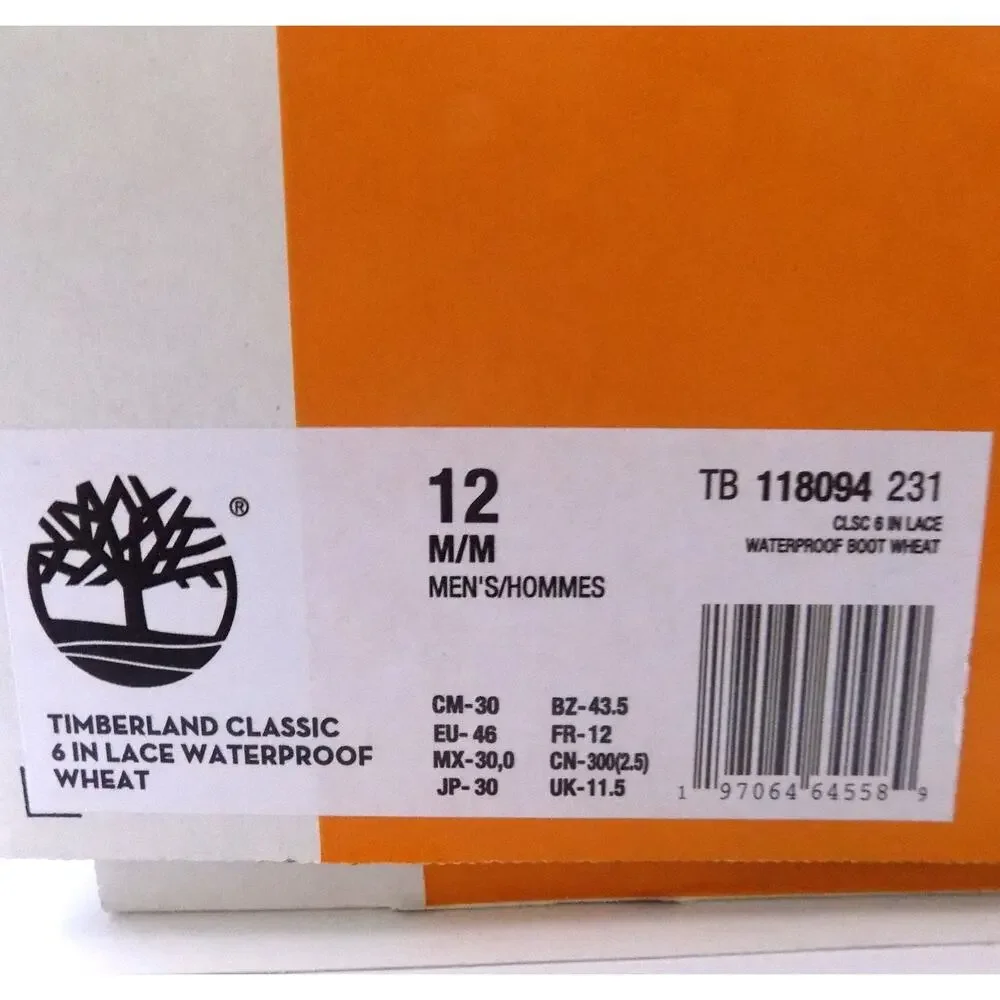 Timberland Classic Waterproof 6IN Lace Boots Men's- Size 12- Brand New